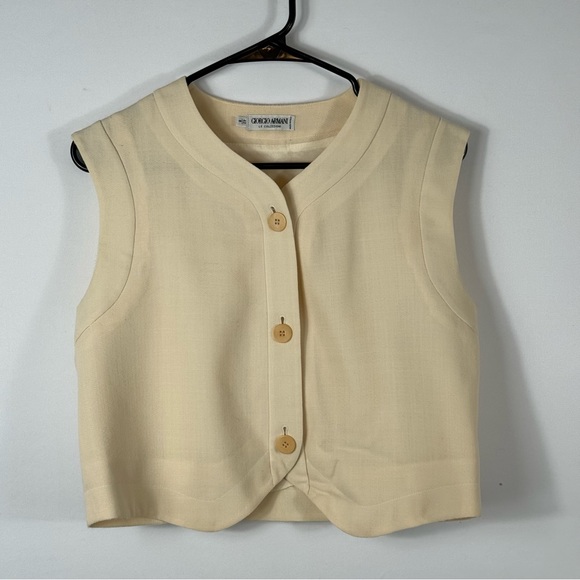 Giorgio Armani Tops - Giorgio Armani Le Collezioni Yellow Wool Cropped Vest Size 42/8